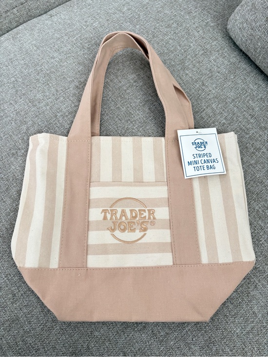 Handbags - Trader Joe’s Beige Stripe Canvas Mini Tote Bag